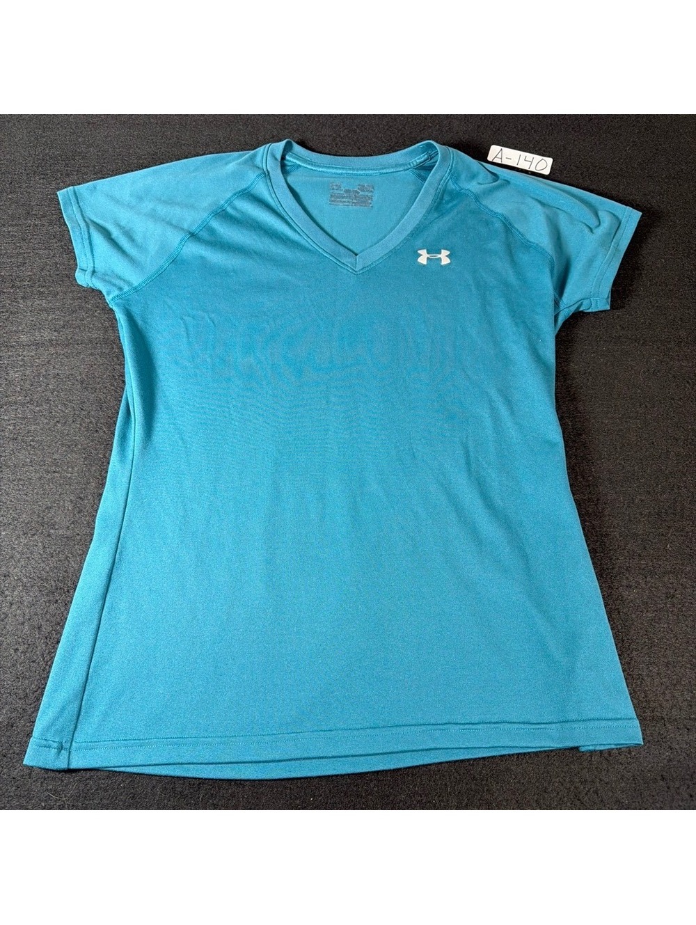 Under Armour Womens Teal Blue V Neck Short Sleeve Athletic Workout Shirt
